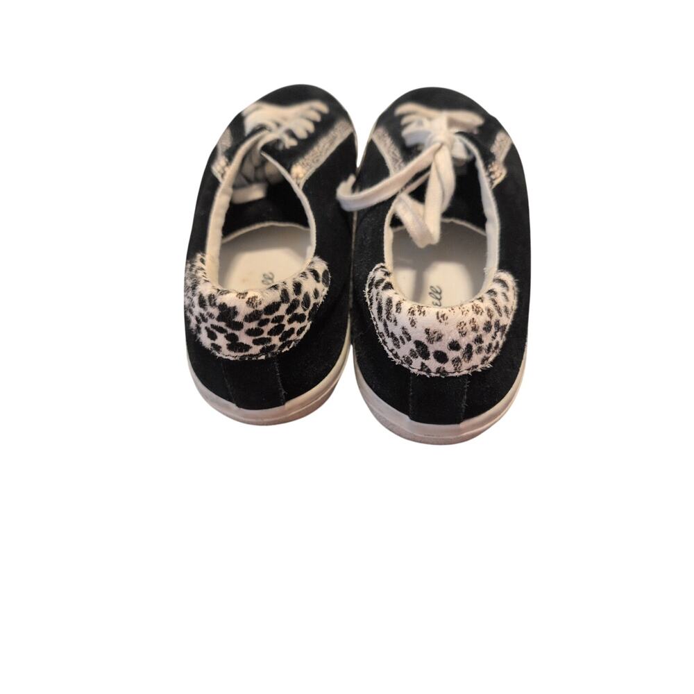 Madewell Sidewalk Low Top Sneakers Black Suede Animal Print Size 9.5 - Picture 7 of 8